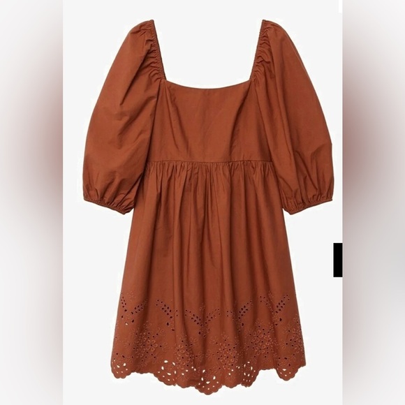 MNG Terracotta Puff Sleeve Dress - Picture 8 of 8